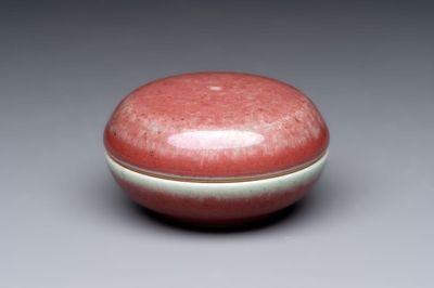 A Chinese peachbloom-glazed ink paste box and cover, Kangxi mark and of the period