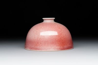 A Chinese peachbloom-glazed water pot or taibaizun, Kangxi mark and possibly of the period