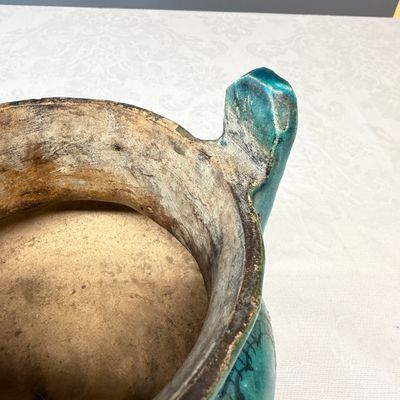 A Chinese peacock-blue-glazed tripod incense burner with wooden cover — photo 7