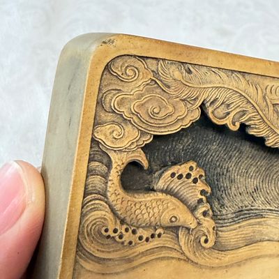 A Chinese 'Phoenix and Carp' ink stone — photo 2