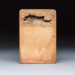 A Chinese 'Phoenix and Carp' ink stone — photo 1