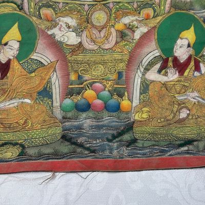 A Chinese polychrome-decorated brocade 'Padmasambhava' thangka — foto 3