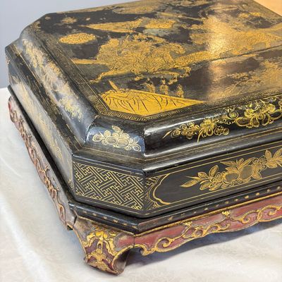 A Chinese polychrome-enamelled nine-piece sweetmeat set in a gilt-lacquered box — photo 2