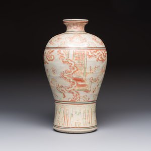 A Chinese polychrome-enamelled 'Xie Qin Fang You 攜琴訪友' 'Meiping' vase, Ming — foto 2