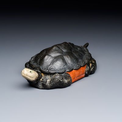 A Chinese polychrome-glazed turtle-shaped tureen and cover, Qianlong