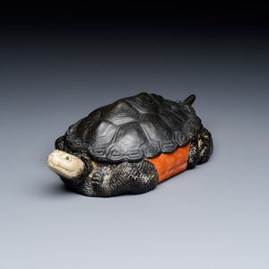 A Chinese polychrome-glazed turtle-shaped tureen and cover — photo 1