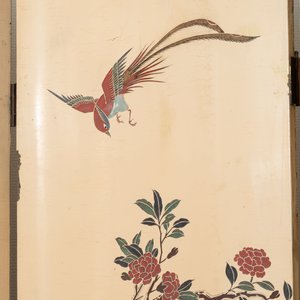 A Chinese polychrome lacquered wooden eight-panel folding screen with a pond scene, 19/20th C. — photo 19