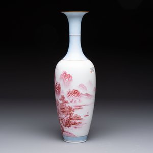 A Chinese polychrome 'landscape' eggshell vase, signed Liu Huan 劉煥, Jing De Zhen Zhi 景德鎮制 mark, dated 2006 — foto 2