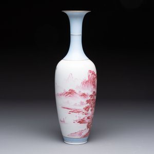 A Chinese polychrome 'landscape' eggshell vase, signed Liu Huan 劉煥, Jing De Zhen Zhi 景德鎮制 mark, dated 2006 — foto 4