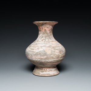 A Chinese polychrome painted pottery vase, Han — 照片 1