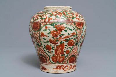 A Chinese polychrome Swatow jar, Ming