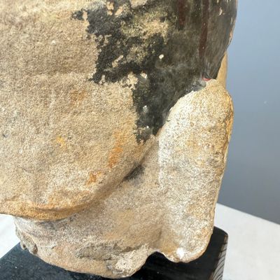 A Chinese polychromed carved stone head on a stand — photo 14