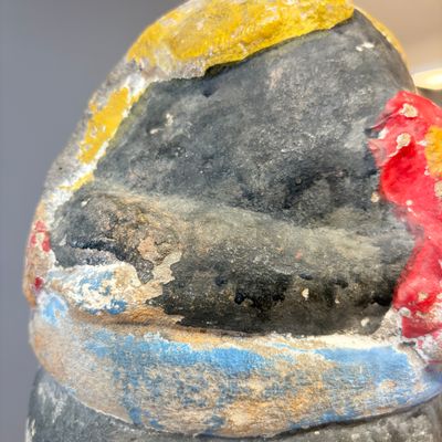 A Chinese polychromed carved stone head on a stand — photo 18