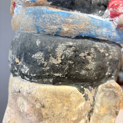 A Chinese polychromed carved stone head on a stand — photo 19