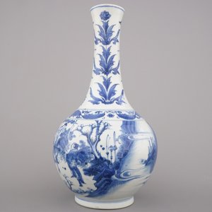 A Chinese porcelain blue and white Transitional bottle vase, late Ming Dynasty, 17th C. — 照片 2