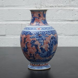 A Chinese porcelain underglaze red and blue dragon vase, 19th C. — 照片 8