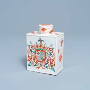 A Chinese Portuguese market famille verte armorial tea caddy with the arms of Ataide, Kangxi — 照片 1