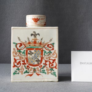 A Chinese Portuguese market famille verte armorial tea caddy with the arms of Ataide, Kangxi — 照片 16