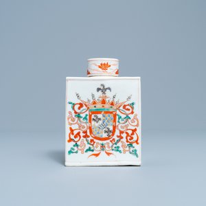 A Chinese Portuguese market famille verte armorial tea caddy with the arms of Ataide, Kangxi — 照片 4