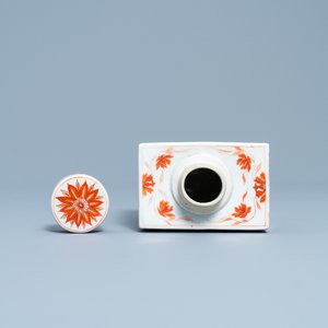 A Chinese Portuguese market famille verte armorial tea caddy with the arms of Ataide, Kangxi — 照片 6