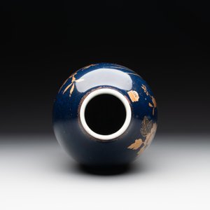 A Chinese powder blue and gilt vase with a pheasant among flowering branches, Qianlong — photo 5