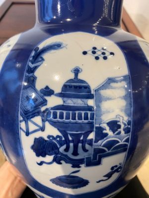 A Chinese powder-blue-ground 'antiquities' vase, Kangxi — photo 14