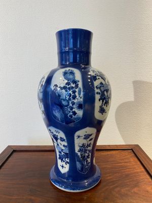 A Chinese powder-blue-ground 'antiquities' vase, Kangxi — photo 3