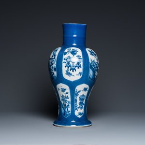 A Chinese powder-blue-ground 'antiquities' vase, Kangxi — photo 3