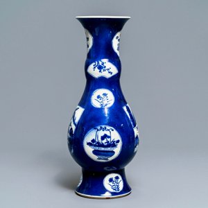 A Chinese powder blue-ground vase with landscape medallions, Kangxi — photo 2