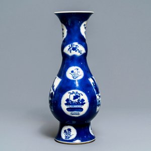 A Chinese powder blue-ground vase with landscape medallions, Kangxi — photo 4