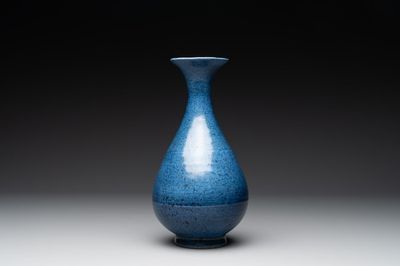 A Chinese powder blue 'yuhuchunping' vase, Ming