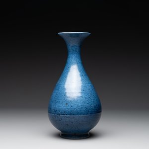 A Chinese powder blue 'yuhuchunping' vase, Ming — photo 1