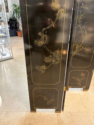 A Chinese precious-stone-inset gilt-lacquered four-panel 'Ba Jun Tu 八骏图' folding screen, 20th C. — foto 23