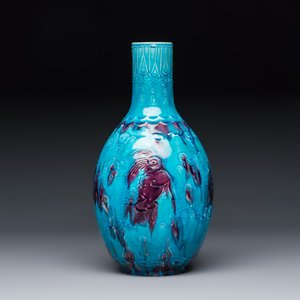A Chinese purple-splashed turquoise-glazed 'Buddhist Lion' vase  — foto 4