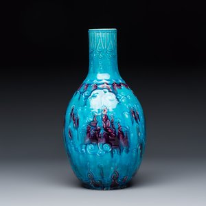 A Chinese purple-splashed turquoise-glazed 'Buddhist Lion' vase  — foto 5