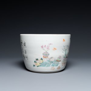 A Chinese qianjiang cai 'antiquities' jardinière, 19/20th C. — 照片 5
