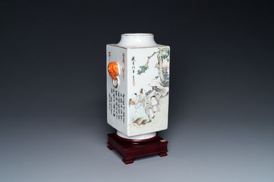 A Chinese qianjiang cai 'cong' vase, 19th C.