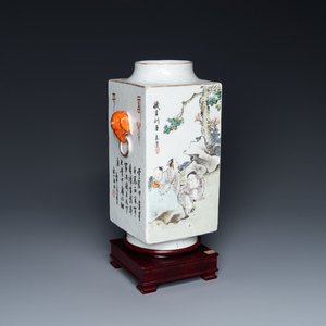 A Chinese qianjiang cai 'cong' vase, 19th C. — 照片 1