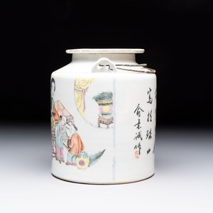 A Chinese qianjiang cai covered teapot and a covered wine warmer, Tongzhi mark, 19/20th C. — foto 3