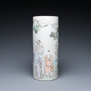 A Chinese qianjiang cai hat stand, signed Liu Hongxiang 劉宏祥, 19/20th C. — 照片 2