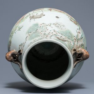 A Chinese qianjiang cai hu-shaped deer vase, 19/20th C. — photo 6
