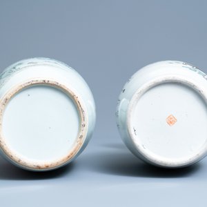A Chinese qianjiang cai landscape vase and one with antiquities, 19/20th C. — photo 6