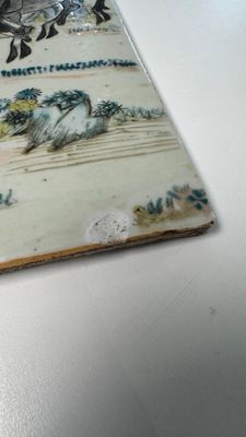 A Chinese qianjiang cai 'Li Ma Wen Xian Shi 立馬問賢士' plaque, signed Ling Yun Ju Shi 凌雲居士, dated 1929 — photo 3