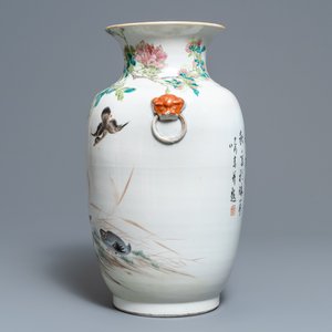 A Chinese qianjiang cai 'mandarin ducks' vase, 19/20th C. — 照片 4