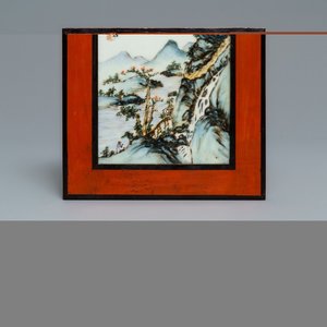 A Chinese qianjiang cai mountain landscape plaque, 20th C. — 照片 1