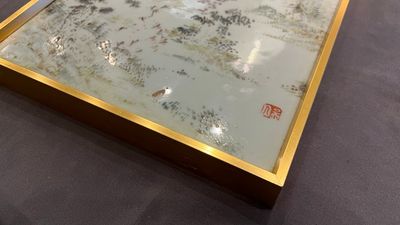 A Chinese qianjiang cai 'mountainous landscape' plaque, 19th C. — photo 9