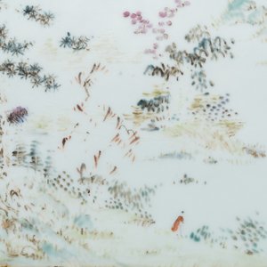 A Chinese qianjiang cai 'mountainous landscape' plaque, 19th C. — photo 4