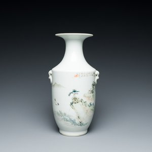 A Chinese qianjiang cai 'mountainous landscape' vase, signed Cheng Men 程門 and Xiao Yuan Zhen Cang 筱園珍藏 seal mark, 19th C. — photo 1