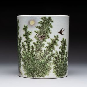 A Chinese qianjiang cai plaque and a brush pot, signed Deng Bizhao 鄧必昭 and Xu Zhongnan 徐仲南, dated 1941 — foto 4