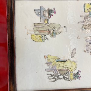 A Chinese qianjiang cai plaque mounted in a wooden table, 19/20th C. — 照片 16